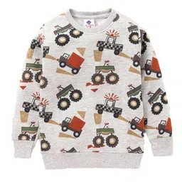 TONYBOY Boys Grey Melange Printed Cotton Sweatshirt-18