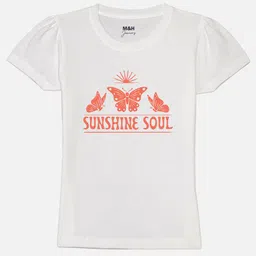 Mast & Harbour Girls Printed Puff Sleeves Pure Cotton T-shirt-picture-9