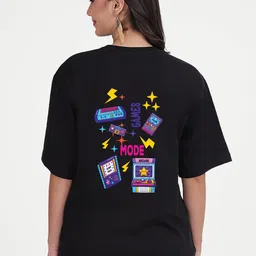 Mad Over Print Typography Printed Drop-Shoulder Sleeves Oversized Cotton T-shirt-image-59