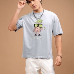 HIGHLANDER Men Graphic Printed Applique Round Neck Cotton Relaxed Fit T-shirt-image-73