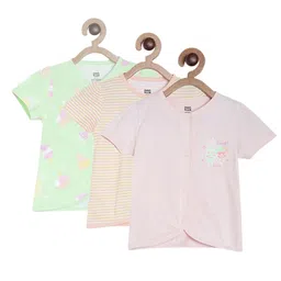 MINI KLUB Infant Girls Pack Of 3 Printed Pure Cotton Jhablas-picture-42