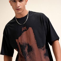 HIGHLANDER Men Abstract Printed Round Neck Oversized T-shirt-image-26