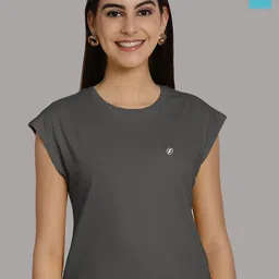 Friskers Women Turquoise Blue 2 Extended Sleeves T-shirt-image-111