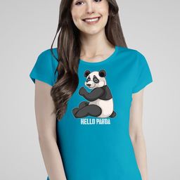 Pootlu Hello Panda Printed Cotton Casual T-shirt-image-34