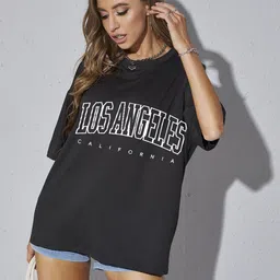 TRENDY RABBIT Women Typography Printed Extended Sleeves T-shirt-image-34