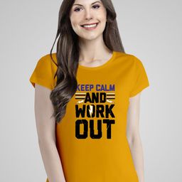 Pootlu Women Yellow Typography Cotton Printed T-shirt-image-97