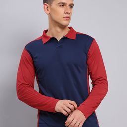 Technosport Colourblocked Polo Collar Antimicrobial Slim Fit Sports T-shirt-image-35