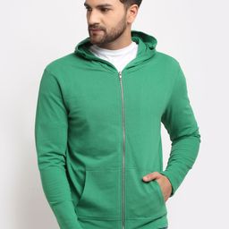 DOOR74 Men Green Hooded Sweatshirt-image-26