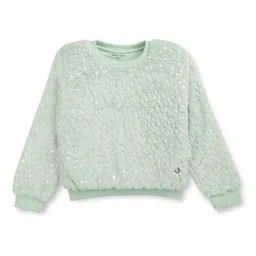 Gini and Jony Girls Self Design Fleece Pullover Sweatshirt-image-7