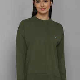 Allen Solly Woman Olive Green Solid Sweatshirt-picture-40