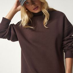 Happiness istanbul Round Neck Long Sleeves Cotton Sweatshirt-image-90