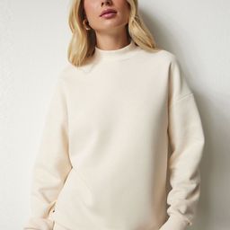 Happiness istanbul Round Neck Straight Pullover Cotton Sweatshirt-36