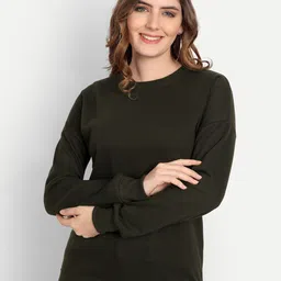 COLOR CAPITAL Women Olive Green Sweatshirt-picture-42