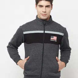 Octave Men Grey & Black Colourblocked Sweatshirt-image-70
