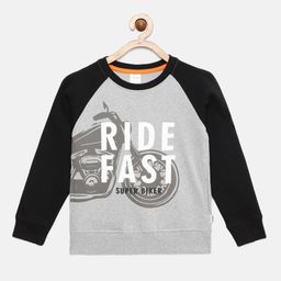 mackly Boys Grey Melange Printed Round Neck Sweatshirt-image-60