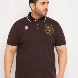 bigbanana Plus Size Embroidered Polo Collar Bio Finish Pure Cotton T-Shirt-image-33