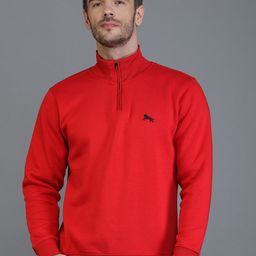 TQS Men Red High Neck Fleece Sweatshirt-image-74