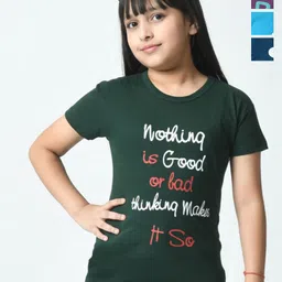 BAESD Girls Typography 4 Printed Hooded Slim Fit T-shirt-image-46