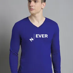 FBAR Typography Printed V-Neck Cotton Slim Fit T-shirt-image-56