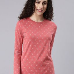 Enamor Floral Printed Slim Fit Cotton T-shirt-image-9