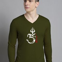 FBAR Men Printed V-Neck Raw Edge Slim Fit T-shirt-image-55