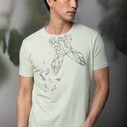 RARE RABBIT Men Loginn Abstract Printed Slim Fit Cotton T-Shirt-54