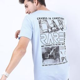 KETCH Men Blue Typography Printed Raw Edge Slim Fit T-shirt-image-90