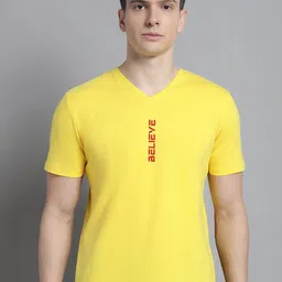 FBAR Typography Printed V-Neck Cotton Slim Fit T-shirt-image-75