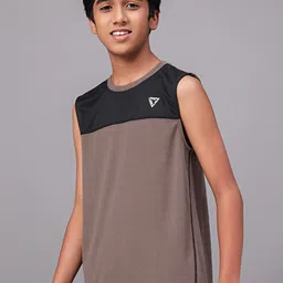 Technosport Boys SS'24 Colourblocked Sleeveless Moisture Wicking Slim Fit T-shirt-image-34
