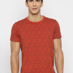 Turtle Men Red Printed Cotton Slim Fit T-shirt-image-11