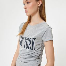 Koton Women Typography Printed Round Neck T-shirt-image-98