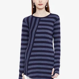 Hypernation Striped Long Sleeves Slim Fit Pure Cotton T-shirt-18