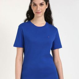 Tommy Hilfiger Women Solid Round Neck Cotton T-shirt-image-41