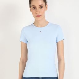 Tommy Hilfiger Women Solid Round Neck Ribbed Cotton T-shirt-picture-11