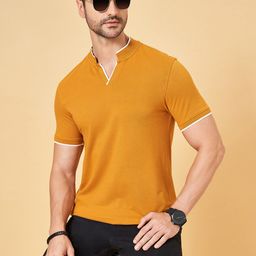 BYFORD by Pantaloons Mandarin Collar Cotton Slim Fit T-shirt-image-22