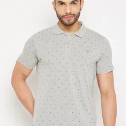 Duke Geometric Printed Polo Collar Cotton Slim Fit T-shirt-image-2