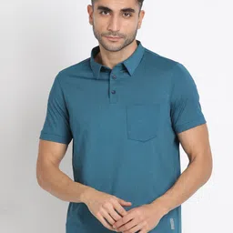 Turtle Men Solid Polo Collar Pocket Slim Fit T-shirt-image-45