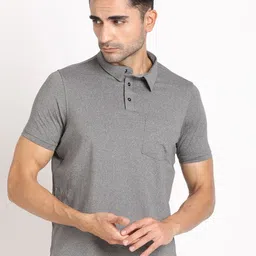Turtle Men Solid Polo Collar Pocket Slim Fit T-shirt-image-82