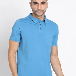 Turtle Men Solid Polo Collar Pocket Slim Fit T-shirt-image-25