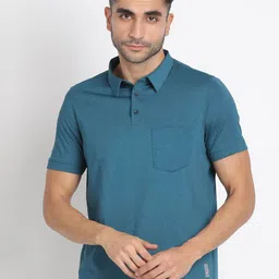 Turtle Men Solid Polo Collar Pocket Slim Fit T-shirt-image-86