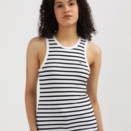 Tommy Hilfiger Women Striped Monochrome Pockets Slim Fit T-shirt-image-87