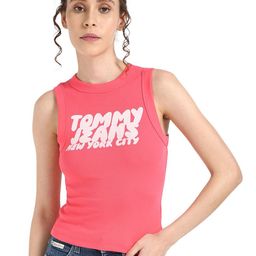 Tommy Hilfiger Women TJW Typography Printed Round Neck Cotton Crop T-shirt-picture-40