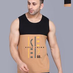 SLOWLORIS Men Varsity 2 Printed Tropical Pockets Slim Fit T-shirt-image-3