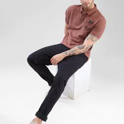 SPYKAR Men Typography Printed Polo Collar Slim Fit T-shirt-image-73