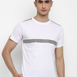 Bukkl Striped Round Neck Cotton Slim Fit T-shirt-image-92