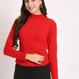 angloindu High Neck Cotton Slim Fit T-shirt-image-95