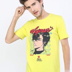 KETCH Men Yellow Printed Slim Fit T-shirt-image-16