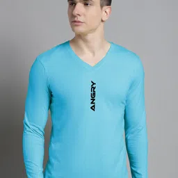 FBAR Typographic Printed V-Neck Slim Fit Cotton T-shirt-image-53