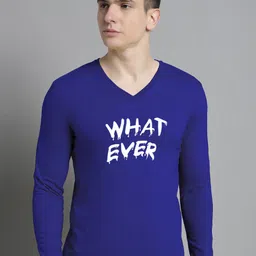 FBAR Typography Printed V-Neck Cotton Slim Fit T-shirt-image-64