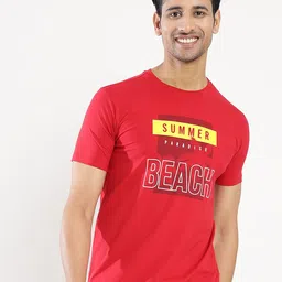 JADE BLUE Typography Printed Round Neck Cotton Slim Fit T-shirt-image-51